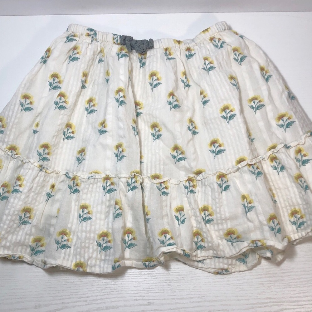 Cyrillus Paris Girls Gauze Cotton Skirt Cream Flower Girls Size 8 Fairy